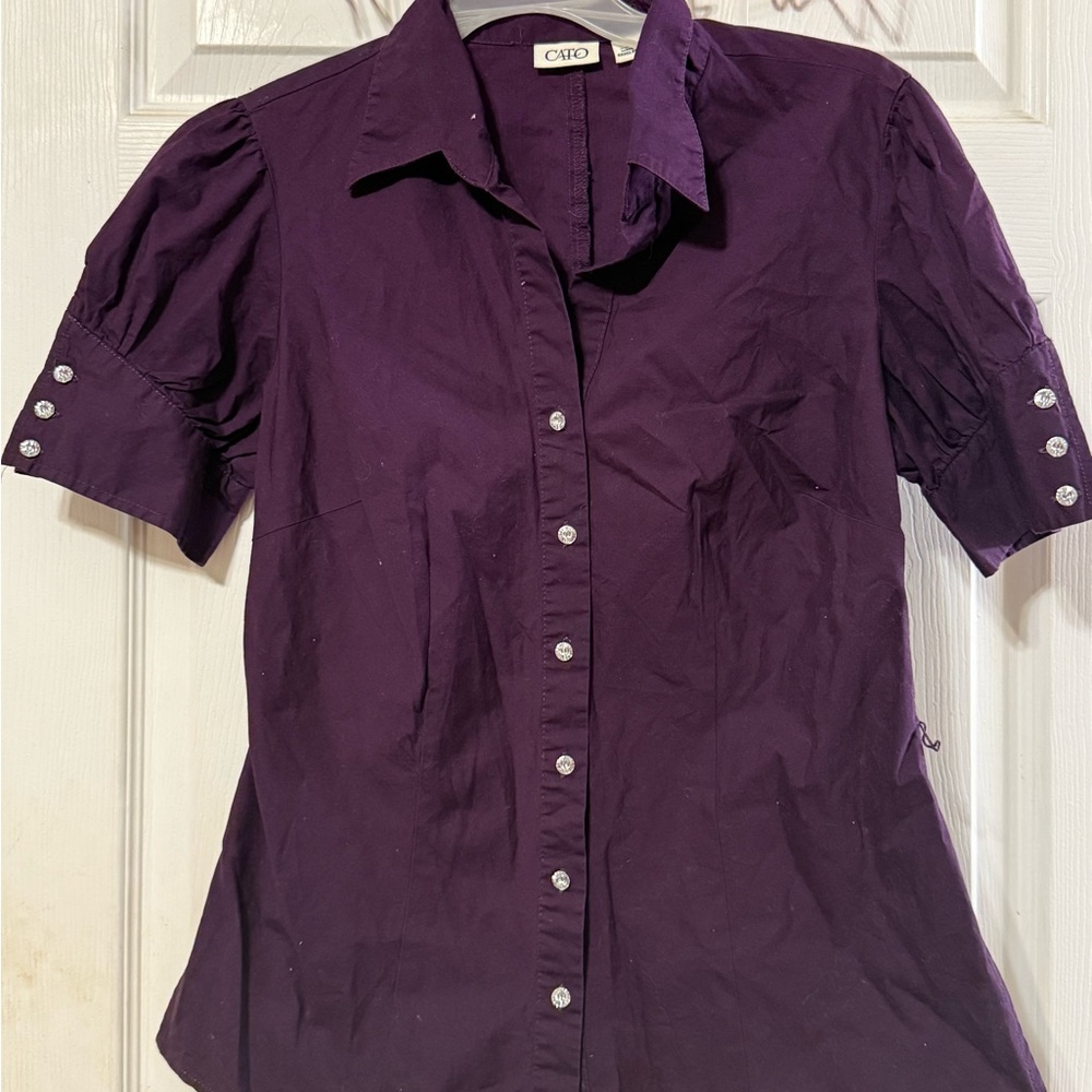 Cato Purple Button Down Shirt Classic Top